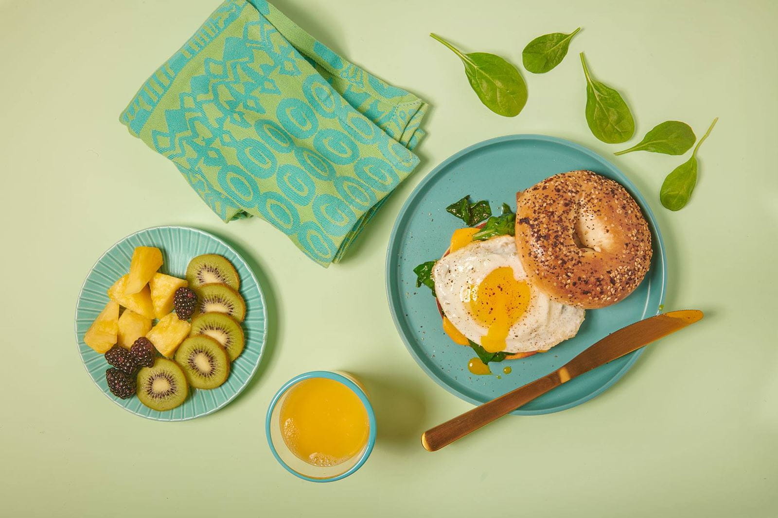 recipe image Spinach, Egg And Cheese Bagel