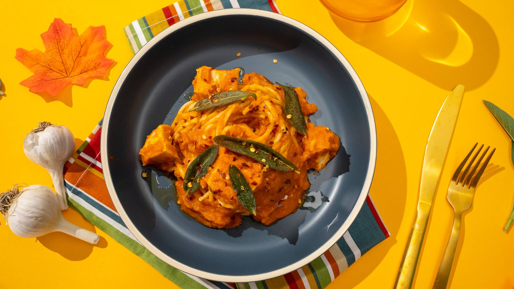 recipe image Healthy Creamy Pumpkin Pasta with Chicken