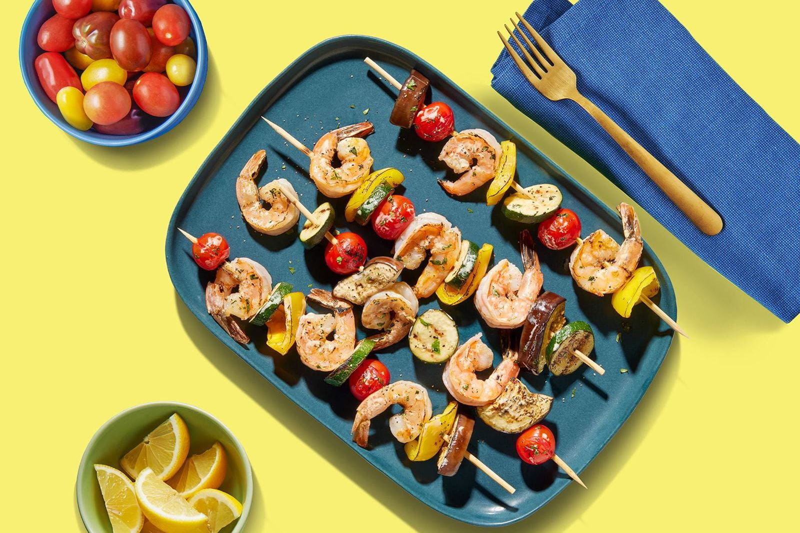 recipe image Shrimp & Vegetable Scampi Skewers